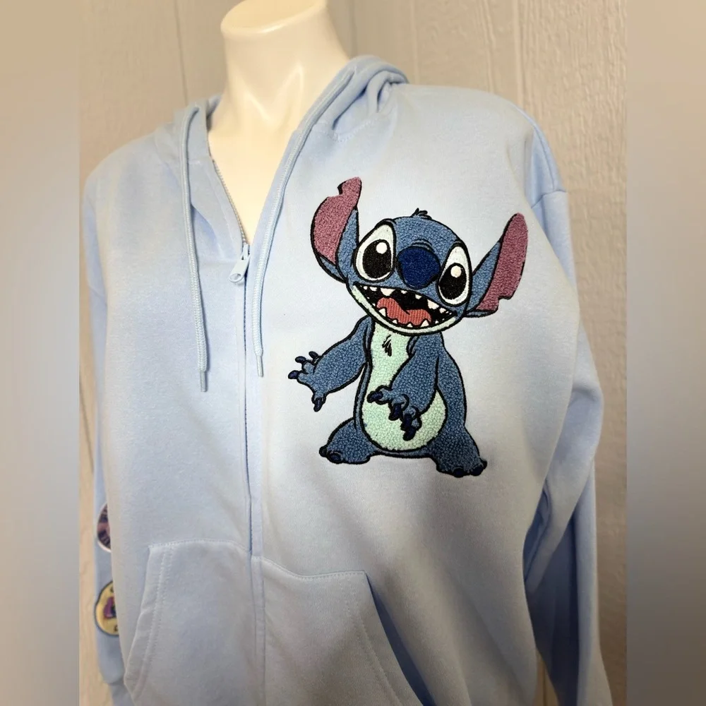 Disney Kids Light Blue Stitch Zip-Up Hoodie - Picture 3 of 9